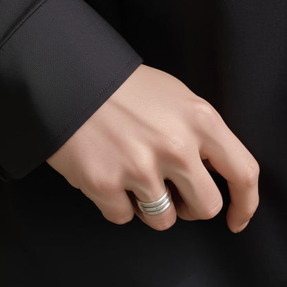 Sterling Silver Triple Band Ring, Minimalist Stackable Ring, Modern Silver Jewelry, Gift for herm Wide Silver Band Ring, Stacking Ring