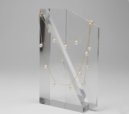 Pink Rice Pearl Necklace, Golden Pearl Necklace, Pearl necklace, Pink Pearl Necklace for women, Stone Necklace, Minimalist Necklace, Gift