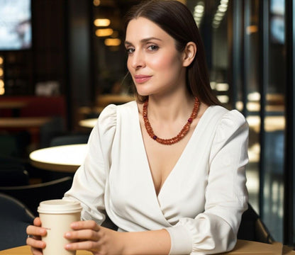 Fiery Carnelian Chip Necklace: Genuine Gemstone, Women's Gift