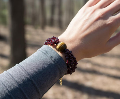 Garnet Bracelet, Tiger Eye  Bracelets, Handmade Bracelet, Gift Her, Garnet Gemstone Bracelet, Garnet bracelet, Gold Plated Garnet Bracelets.