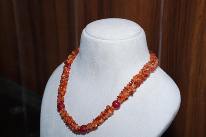 Fiery Carnelian Chip Necklace: Genuine Gemstone, Women's Gift