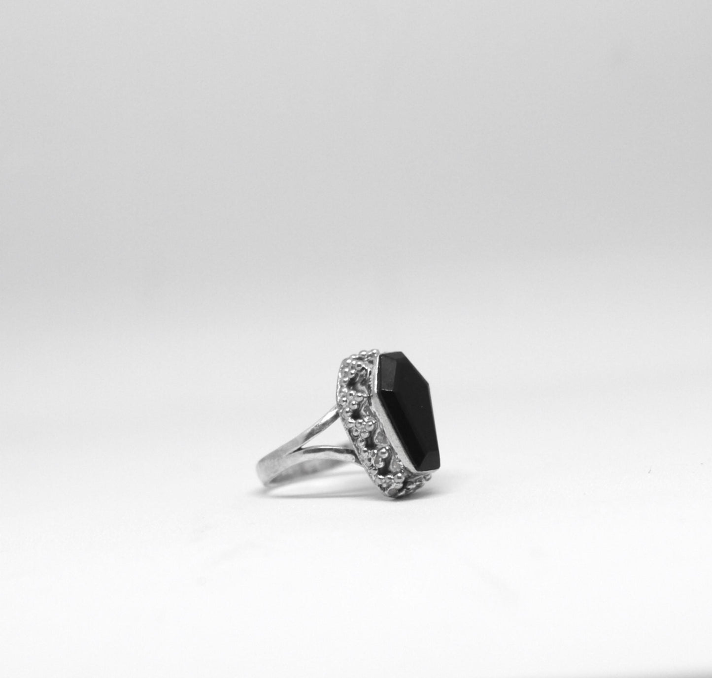 Vintage Black Onyx Ring: Handcrafted Sterling Silver Statement