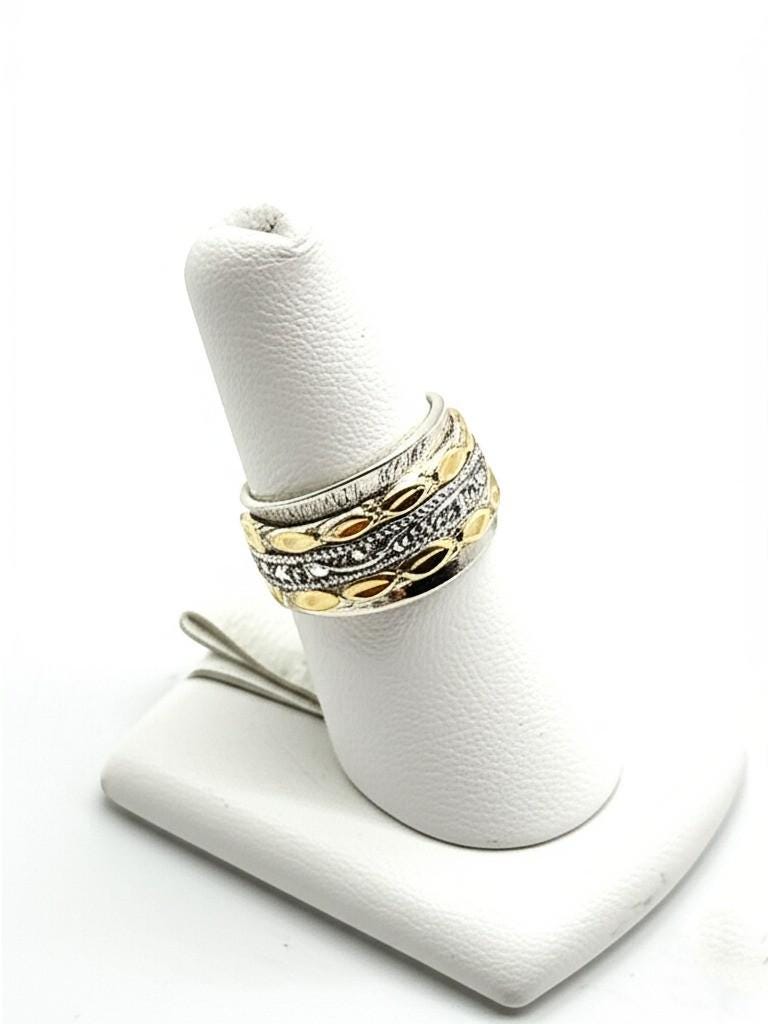 Designer Spinner Ring | Mixed Metal Spinner Ring | 925 Sterling Silver & Brass | Handmade Spinning Ring | Unique Gift for Her, Unique ring