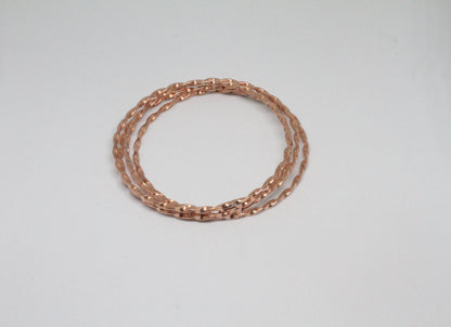 Set of 4 Twisted Pure Copper Bangles | Handmade Twisted Copper Wire Bracelet Set | Spiral Copper Bangle Set | Christmas Gift for her