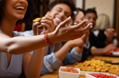 Handmade Coral and Agate Bracelet | Natural Gemstone Jewelry | Red Agate Beaded Bracelet | Healing Stone Bracelet | Gift for Her | Christmas