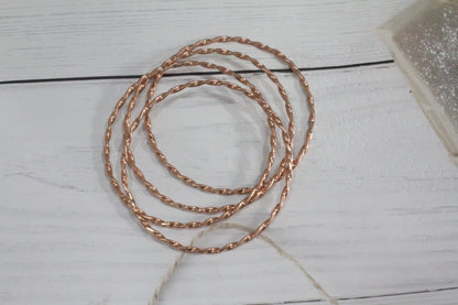 Set of 4 Twisted Pure Copper Bangles | Handmade Twisted Copper Wire Bracelet Set | Spiral Copper Bangle Set | Christmas Gift for her