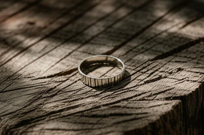 Minimalist Silver Band Ring | Textured Sterling Silver Ring | Modern Everyday Jewelry | Handmade Minimalist Ring | Bar Textured Silver Band