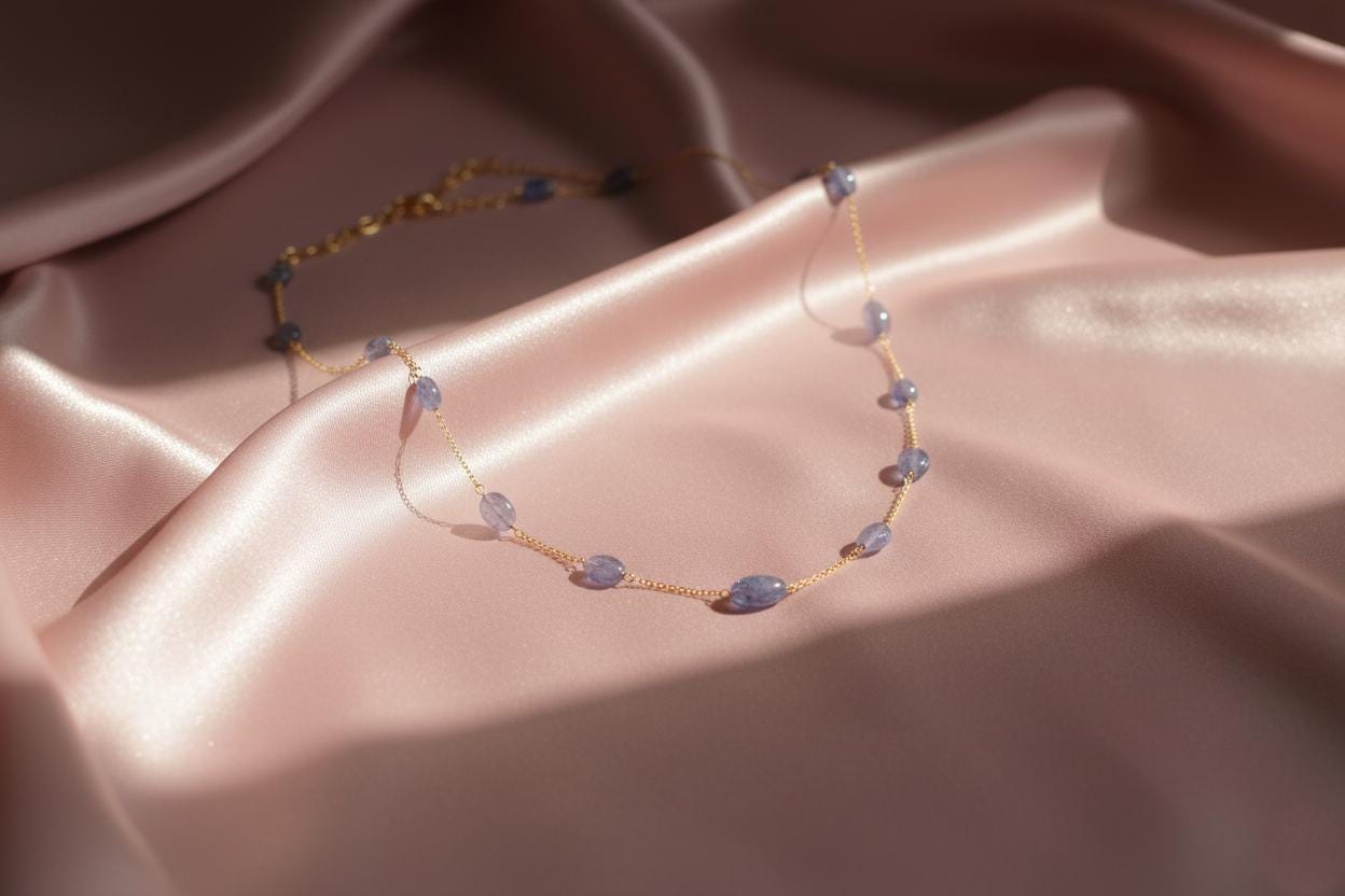 Tanzanite Necklace Gold Plated | Handmade Tanzanite Gemstone Jewelry | Dainty Gold Necklace | December Birthstone Jewelry | Christmas Gift