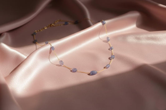 Tanzanite Necklace Gold Plated | Handmade Tanzanite Gemstone Jewelry | Dainty Gold Necklace | December Birthstone Jewelry | Christmas Gift