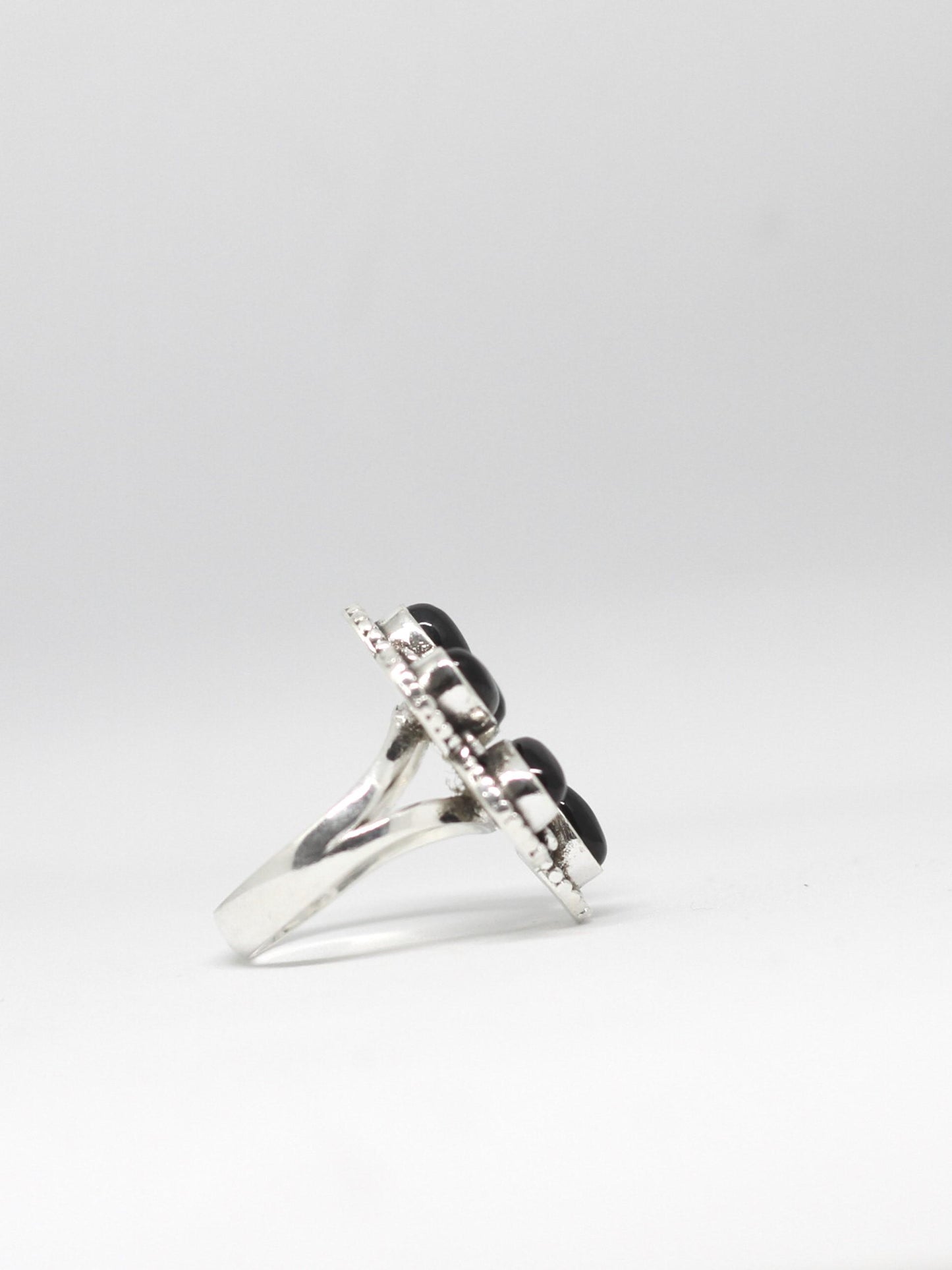 Black Onyx Ring Sterling Silver Women Boho Statement Healing Crystal Jewelry Gift for Her