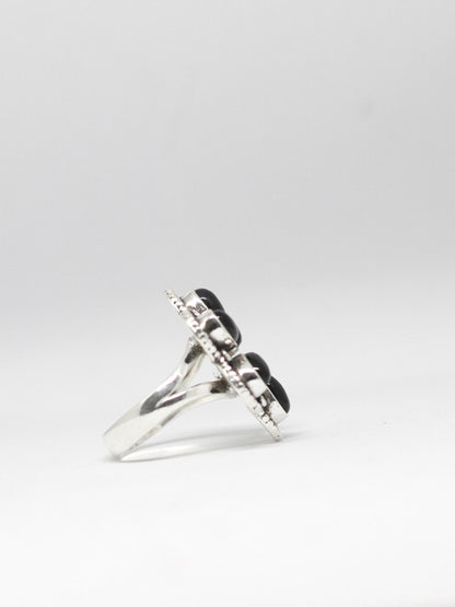 Black Onyx Ring Sterling Silver Women Boho Statement Healing Crystal Jewelry Gift for Her