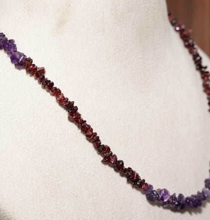 Amethyst necklace, Raw amethyst necklace, Garnet Necklace, Uncut Garnet Necklace Handmade Necklace, Gemstone Necklace, Dainty Necklace, Gift