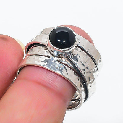 Midnight Hammered Ring, Black Onyx Ring, Handmade Ring, Women Ring, 925 Silver Ring, Gemstone Ring, Dainty Ring, Onyx Jewelry, Gift For Her