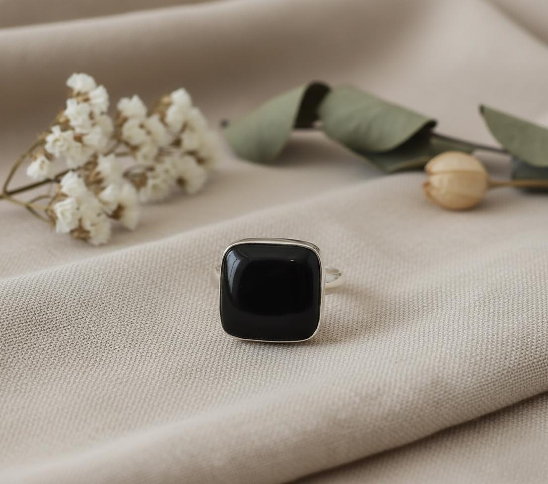 Black Onyx Ring, Gemstone Ring, 925 Silver Ring, Natural Onyx, Handmade Ring, Women Ring, Onyx Jewelry, Statement Ring, Bohemian Ring