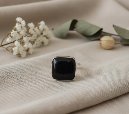Black Onyx Ring, Gemstone Ring, 925 Silver Ring, Natural Onyx, Handmade Ring, Women Ring, Onyx Jewelry, Statement Ring, Bohemian Ring