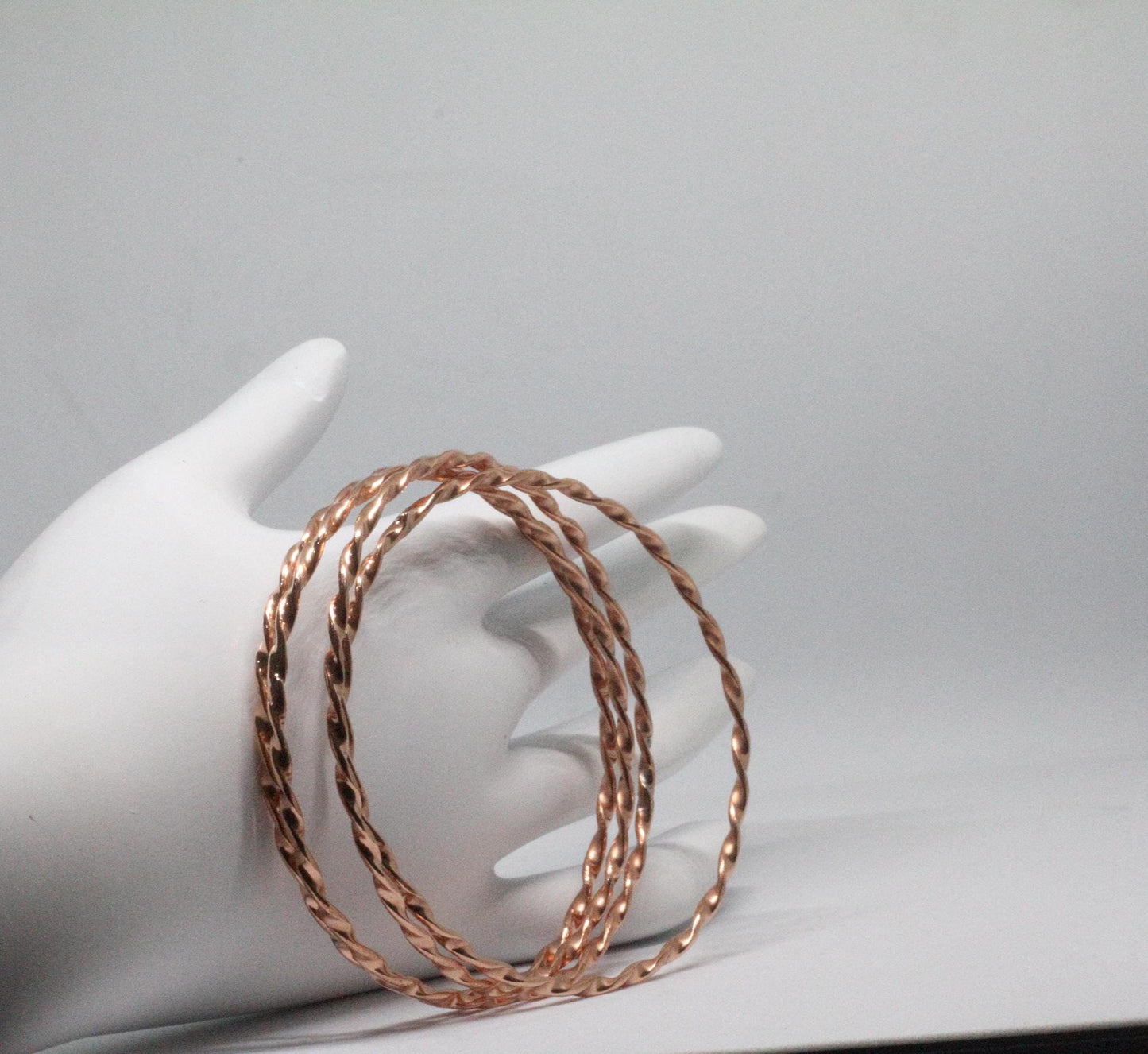 Set of 4 Twisted Pure Copper Bangles | Handmade Twisted Copper Wire Bracelet Set | Spiral Copper Bangle Set | Christmas Gift for her