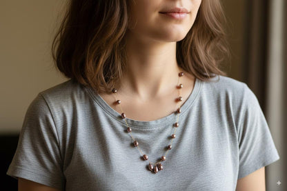 Barupearl Necklace, Gold plated Pearl Necklace, Pearl Necklace, Handmade Pearl Necklace, Brown Pearl Necklace, Gift for her, Vintage Gift