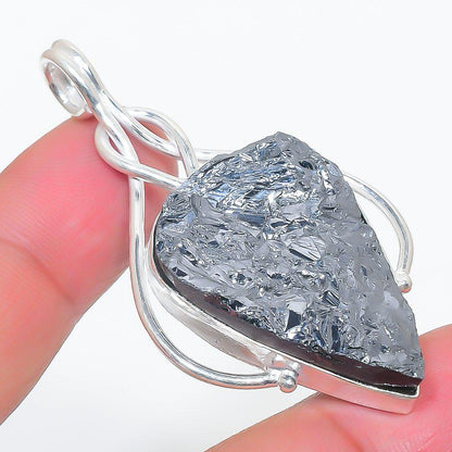 Gorgeous Obsidian Teardrop Pendant, Elegant 925 Silver Handmade Statement Piece, Obsidian Teardrop Pendant, Women Pendant, Handmade Pendant