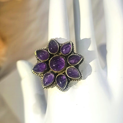 Amethyst floral ring | Amethyst ring woman | Sunflower Ring