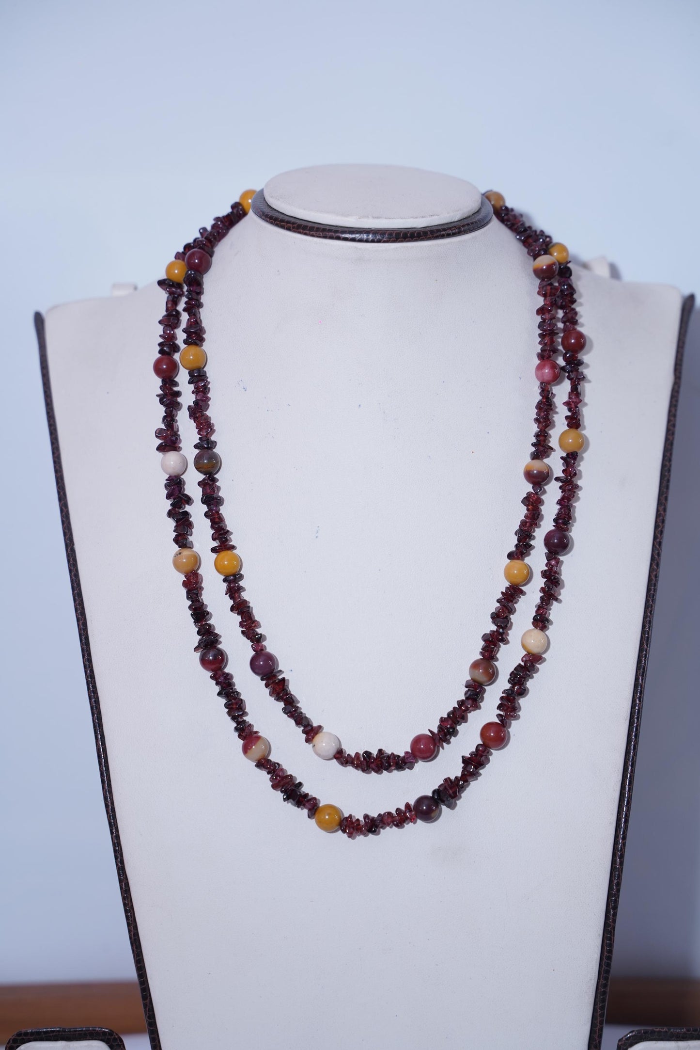 Garnet & Mookaite Necklace – Sterling Silver Boho Pendant