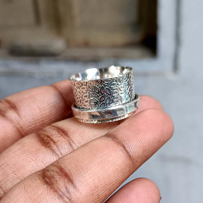Sterling Silver Spinner Ring Women, Anxiety Ring Fidget Ring, 925 Silver Meditation Ring, Boho Thumb Ring, Worry Ring, Gift for Her