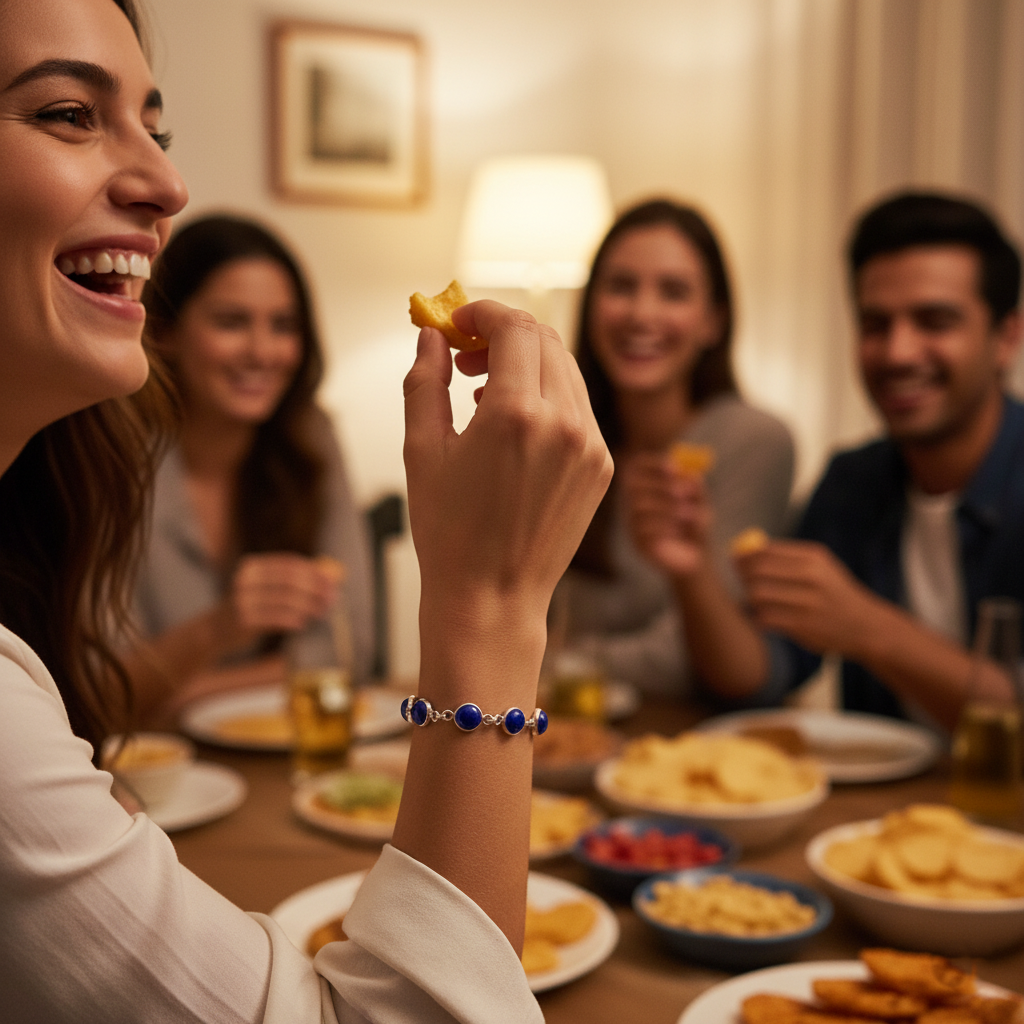 Handcrafted Lapis Lazuli Bracelet for Women, Blue Bracelet