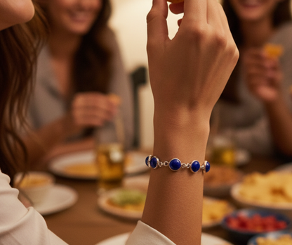 Handcrafted Lapis Lazuli Bracelet for Women, Blue Bracelet