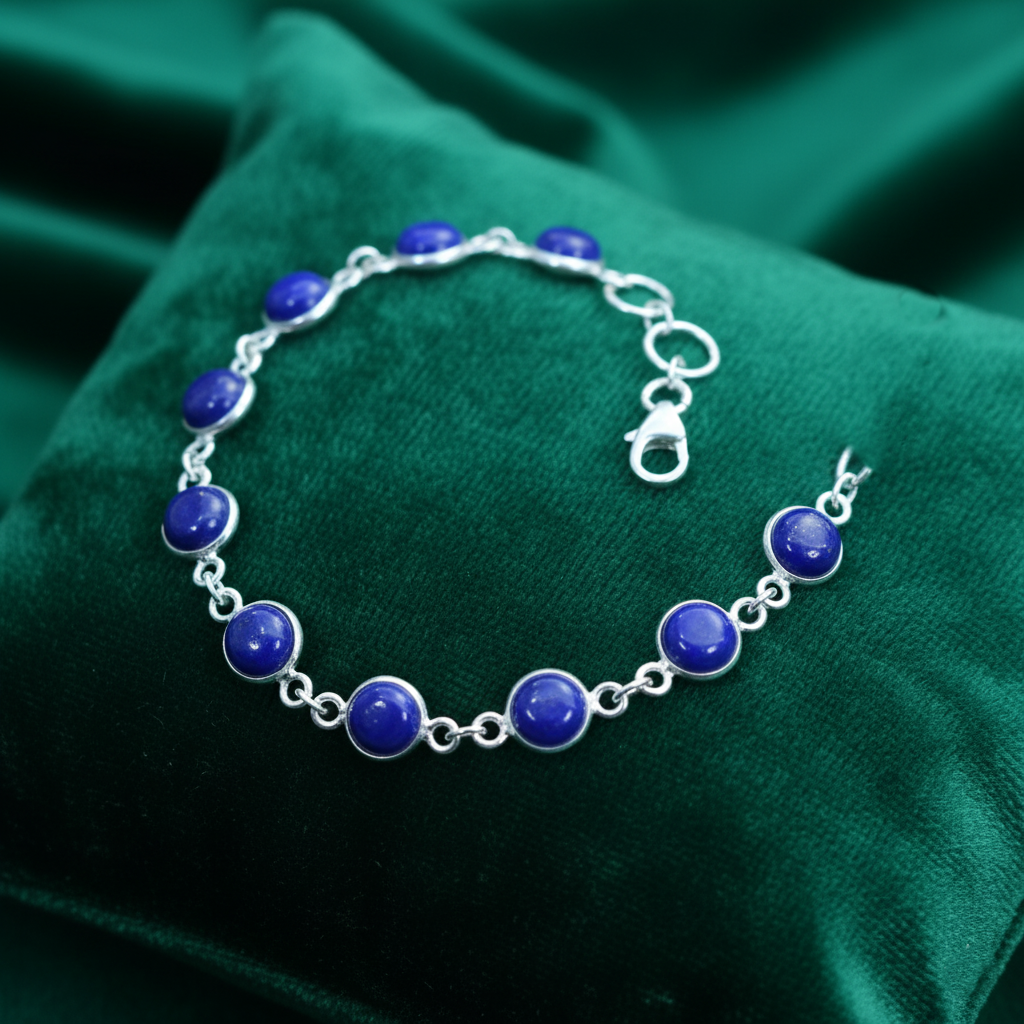 Handcrafted Lapis Lazuli Bracelet for Women, Blue Bracelet