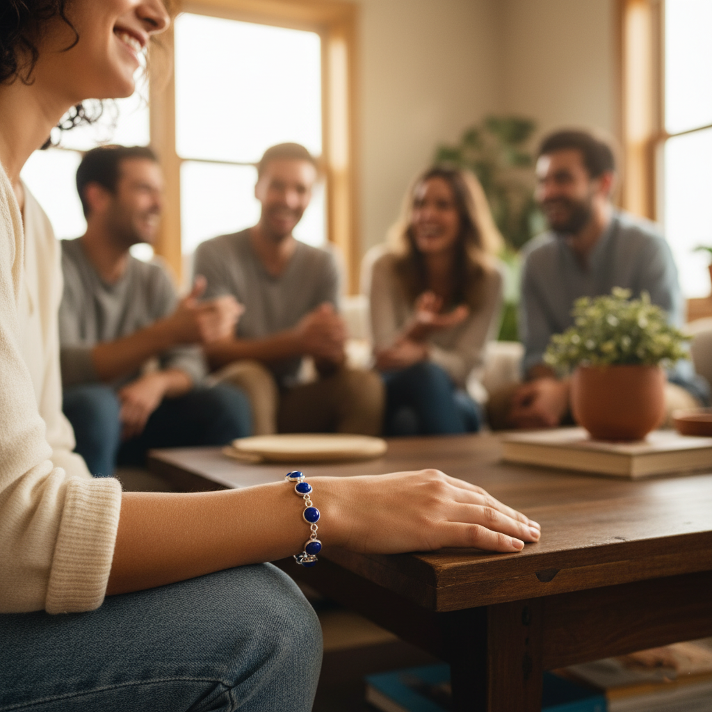 Lapis Lazuli Bracelet,  925 Sterling Silver Round Shape, Gemstone Bracelet