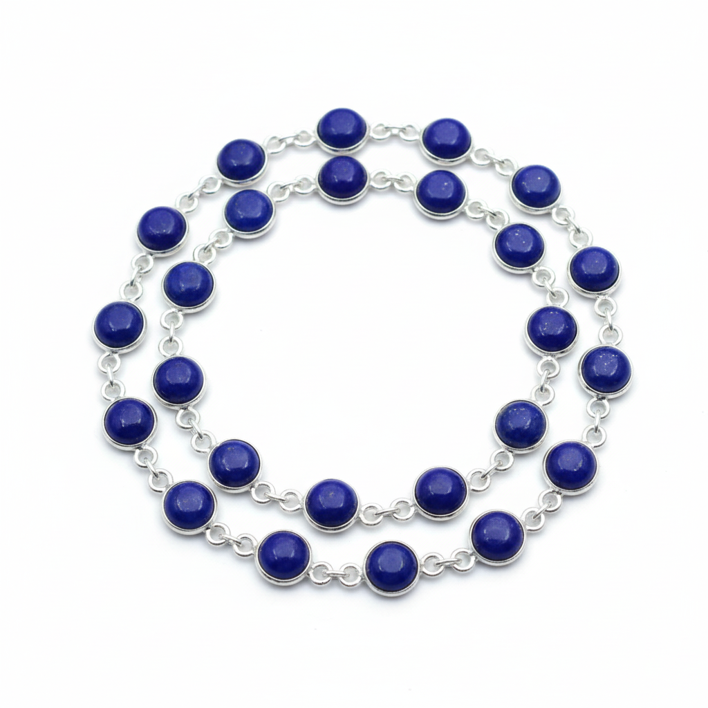 Lapis Lazuli Bracelet,  925 Sterling Silver Round Shape, Gemstone Bracelet
