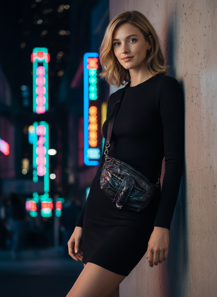 Limited Edition "Ruched" Leather Fanny Bag | Cow-Calf Lined