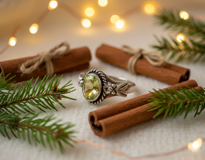 Peridot Ring Sterling Silver | August Birthstone Oval Gemstone Ring | Handmade Boho Jewelry Gift for Her