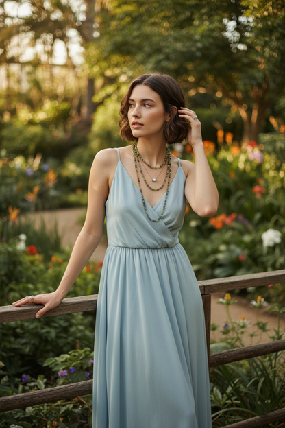 Peridot Iolite Necklace Raw Crystal Chips August Birthstone Green Purple Boho Gift