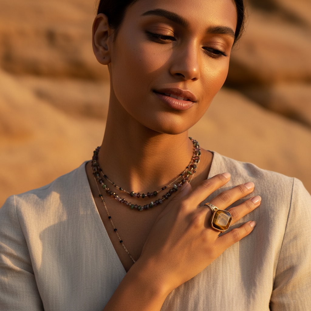 Peridot Iolite Necklace Raw Crystal Chips August Birthstone Green Purple Boho Gift