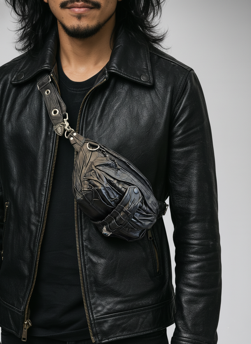 Limited Edition "Ruched" Leather Fanny Bag | Cow-Calf Lined
