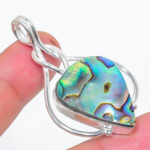 Handmade Abalone Shell Pendant on 925 Silver Chain - Unique Women's Jewelry, 925 Silver Pendant, Abalone Shell Jewelry, Women Pendant