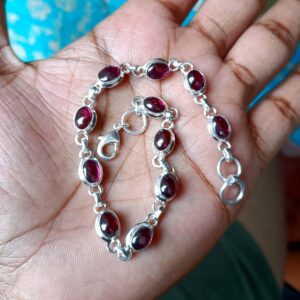 Garnet Bracelet, Handmade Bracelet, 925 Silver Bracelet, Natural Garnet, Women Bracelet, Adjustable Bracelet, Gemstone Bracelet, Gift Her