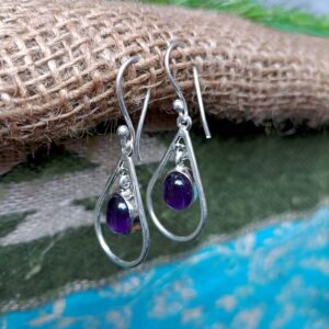 Amethyst Earring, Handmade Earring, 925 Silver Earring, Natural Amethyst, Gemstone Earring, Amethyst Jewelry, Dainty Earring, Boho Earring