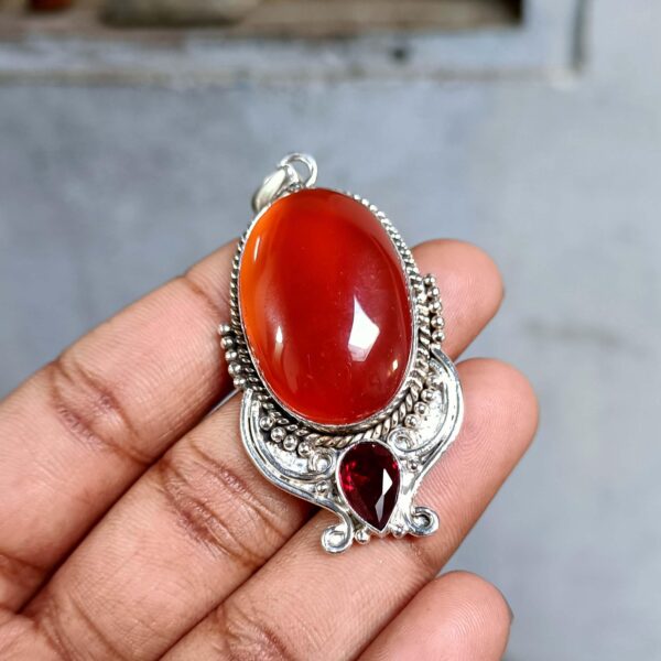 Carnelian, Garnet Pendant, Handmade Pendant, 925 Silver Pendant, Natural Gemstone, Dainty Pendant, Women Pendant, Boho Pendant, Gift For Her