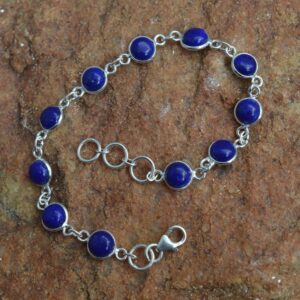 Lapis Lazuli Bracelet,  925 Sterling Silver Round Shape, Gemstone Bracelet, Adjustable Bracelet, Natural Lapis Lazuli, Women Bracelet