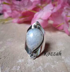 Rainbow Moonstone Ring, Handmade Ring, 925 Silver Ring, Statement Ring, Designer Ring, Gemstone Ring, Boho Ring, Beautiful Ring, Gift Her