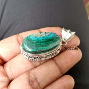 Azurite Malachite Pendant, 925 Silver Pendant, Handmade Pendant, Dainty Pendant, Women Pendant, Gemstone Pendant, Natural Malachite