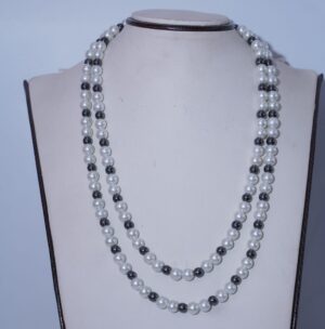 White Pearl Hematite Necklace