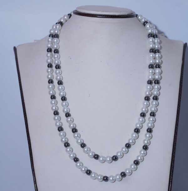 White Pearl Hematite Necklace