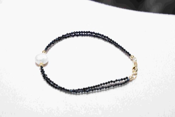 Black Spinel Bracelet Gold Plated - Image 3