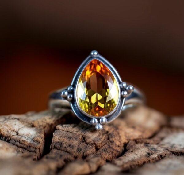Citrine Ring, 925 Silver Ring, Dainty Ring, Women Ring, Gemstone Ring, Citrine Jewelry, Handmade Ring, Statement Ring, Boho Ring - Image 2