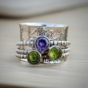 Peridot, Amethyst  Ring