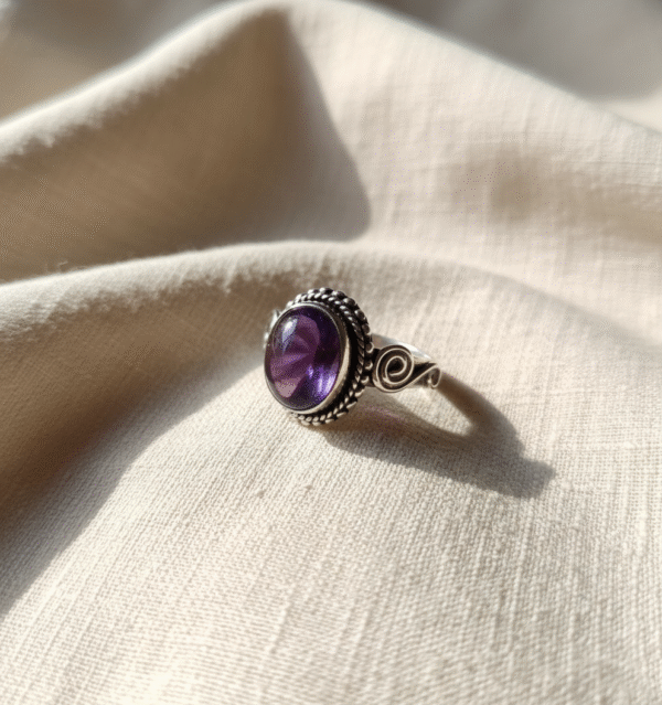 Amethyst Ring, Handmade Ring, Women Ring, Sterling Silver Ring, Natural Amethyst, Bohemian Ring, Amethyst Jewelry, Gift For Her - Image 4