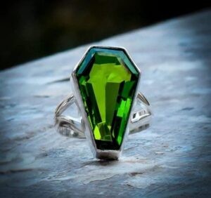 Coffin Ring, Peridot Coffin Ring, Gemstone Ring, 925 Silver Ring, Handmade Ring, Women Ring, Coffin Jewelry, Women Ring, Boho Ring, Gift Her