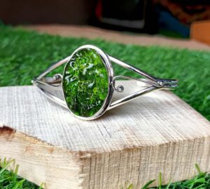 Moldavite Bangle, Handmade Bangle, Women Bangle, Gemstone Bangle, Moldavite Jewelry, 925 Silver Bangle, Dainty Bangle, Cuff Bangle